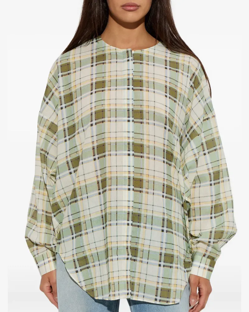Frame Denim plaid-pattern long-sleeve blouse - Nude Nude