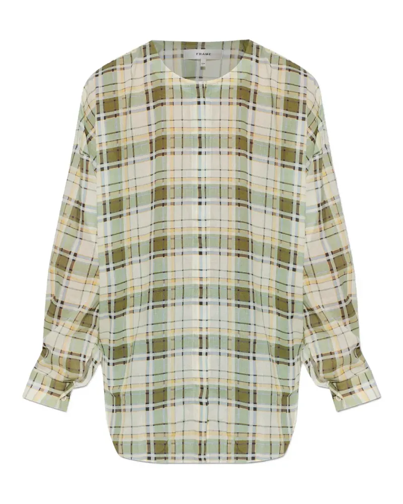 Frame Denim plaid-pattern long-sleeve blouse - Nude Nude