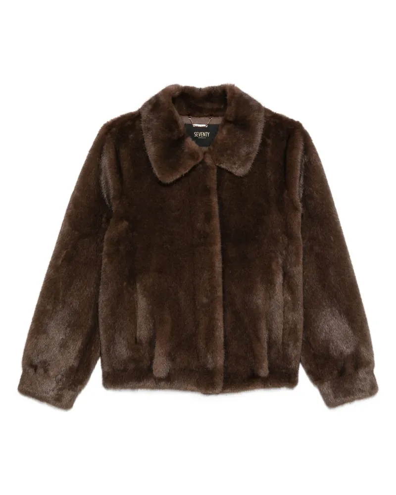 Seventy notched-collar faux-fur jacket - Braun Braun