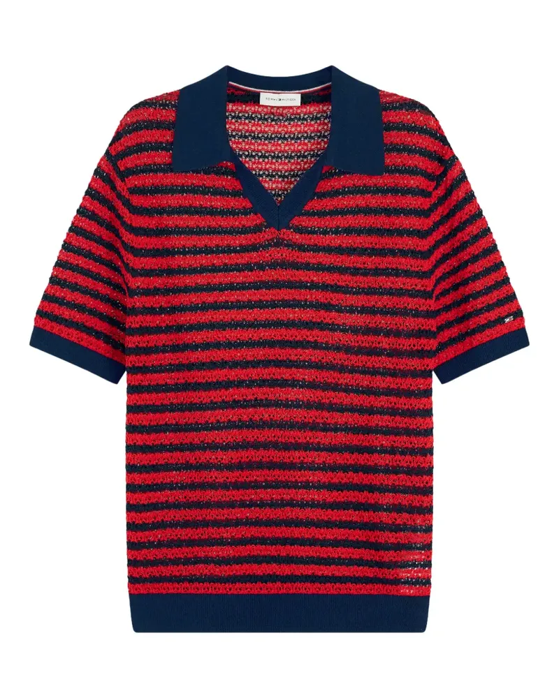 Tommy Hilfiger striped short-sleeve sweater - Rot Rot