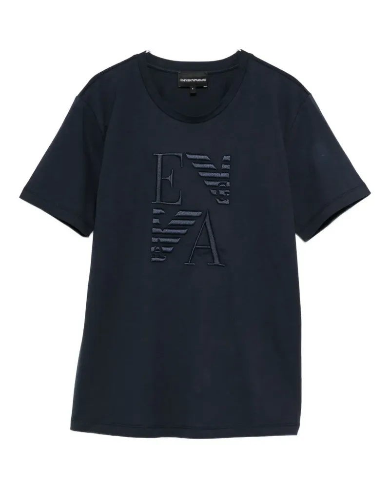 Emporio Armani logo-embroidered T-shirt - Blau Blau