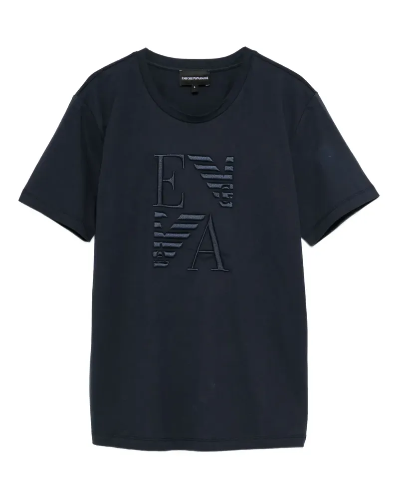 Emporio Armani T-Shirt mit Logo-Stickerei - Blau Blau