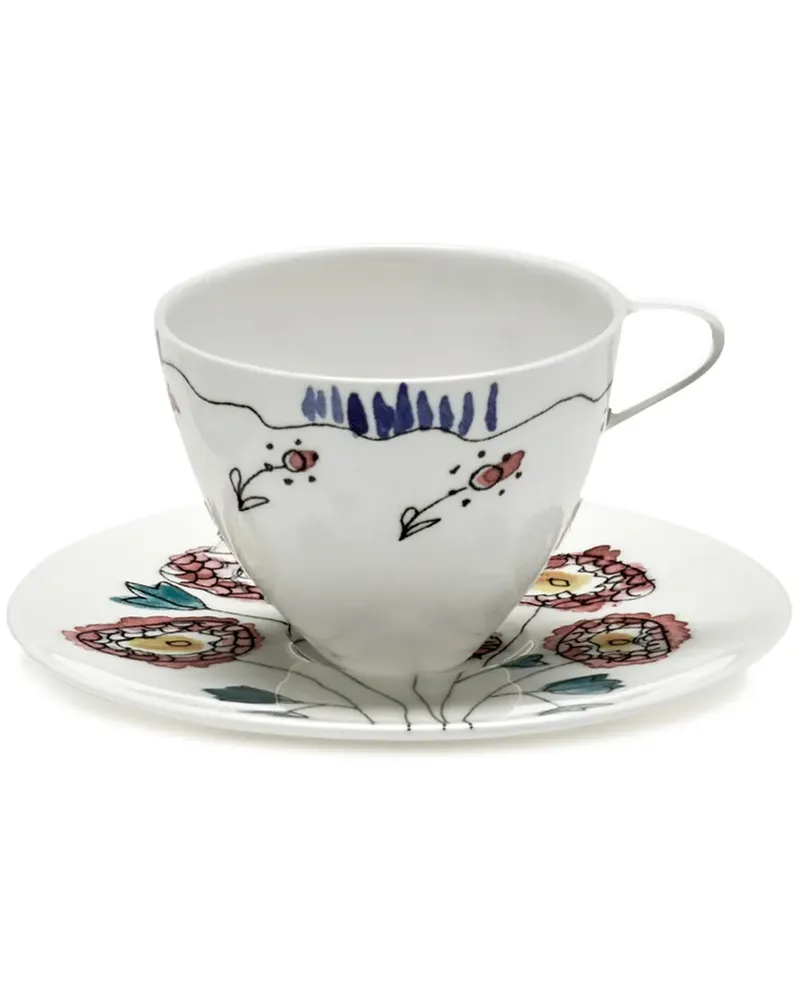 Serax x Marni Midnight Flowers Kaffeetasse mit Untersetzer - Weiß Weiß