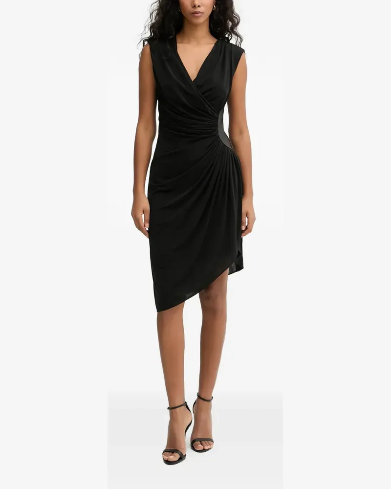 Karl Lagerfeld wrap-detail V-neck midi dress - Schwarz Schwarz
