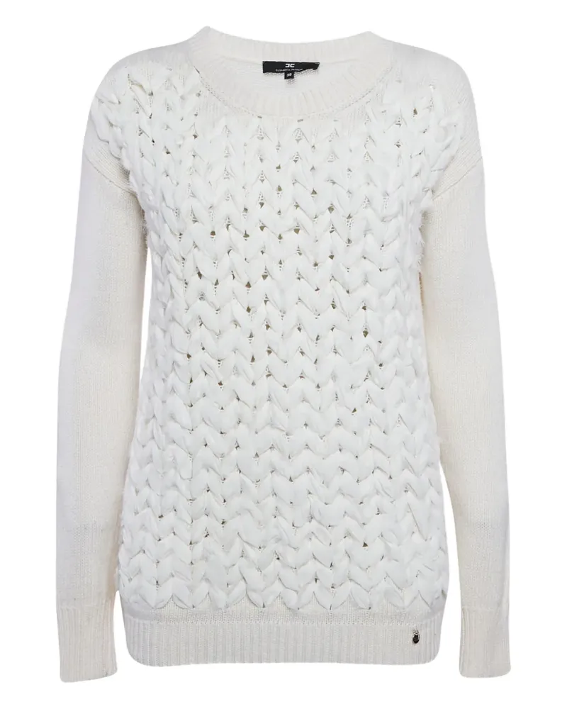 Elisabetta Franchi Pullover mit Zopfmuster - Weiß Weiß