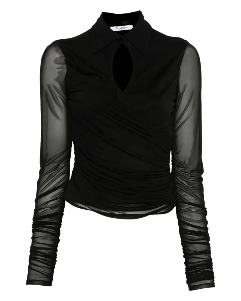 Max Mara Bluse mit Mesh-Ärmeln - Schwarz Schwarz