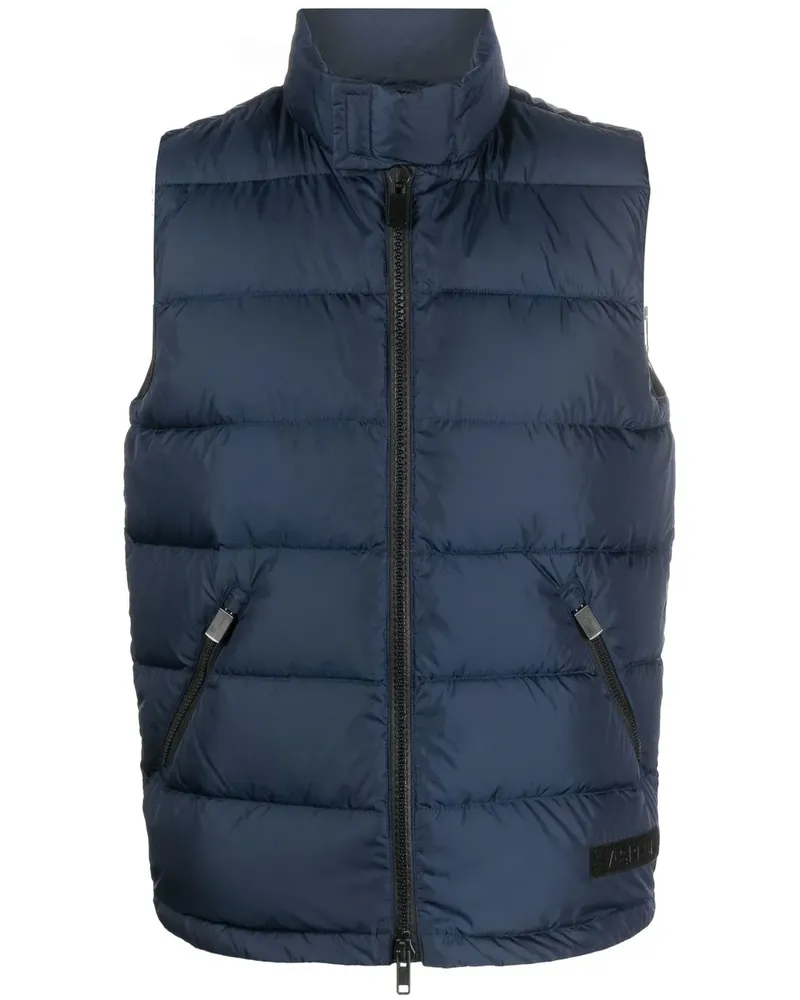 ASPESI Daunenweste mit Logo-Patch - Blau Blau