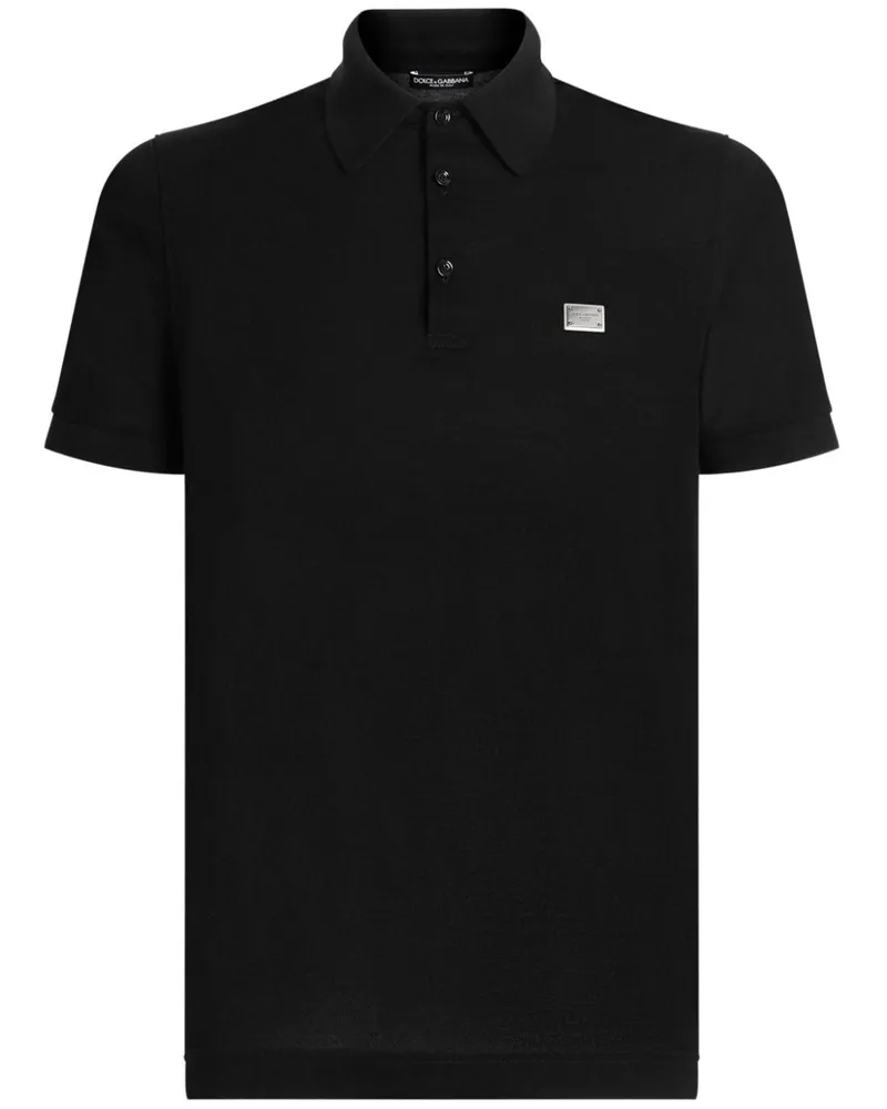 Dolce & Gabbana Poloshirt mit Logo-Schild - Schwarz Schwarz