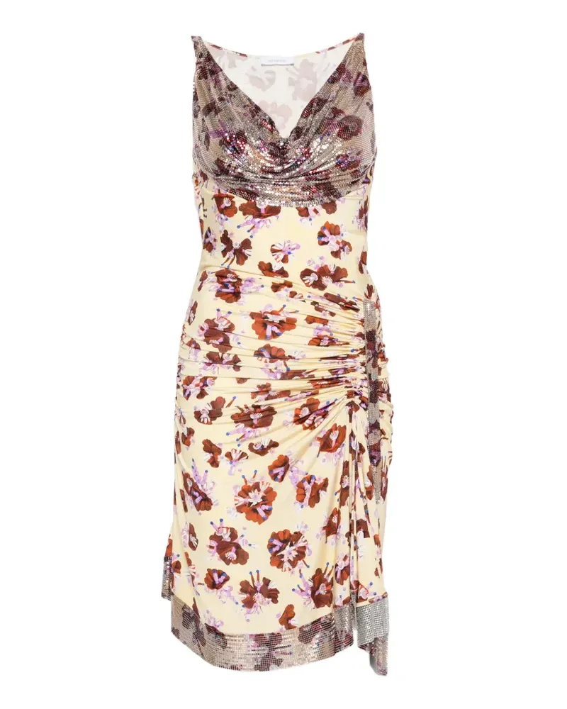 Paco Rabanne floral-print mini dress - Nude Nude