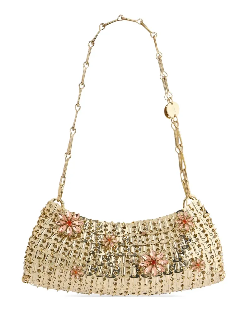 Paco Rabanne 1969 Schultertasche mit Strassblumen - Gold Gold