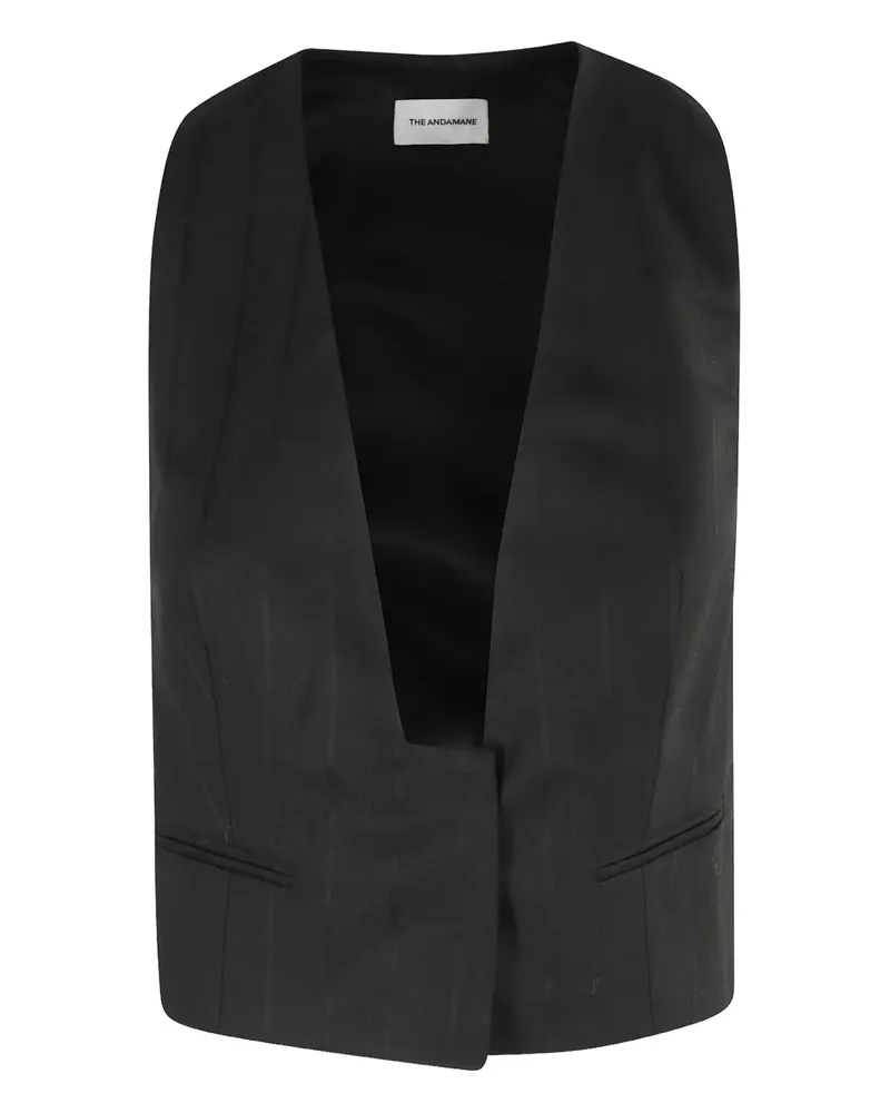 ANDAMANE Yelena pinstripe V-neck waistcoat - Schwarz Schwarz