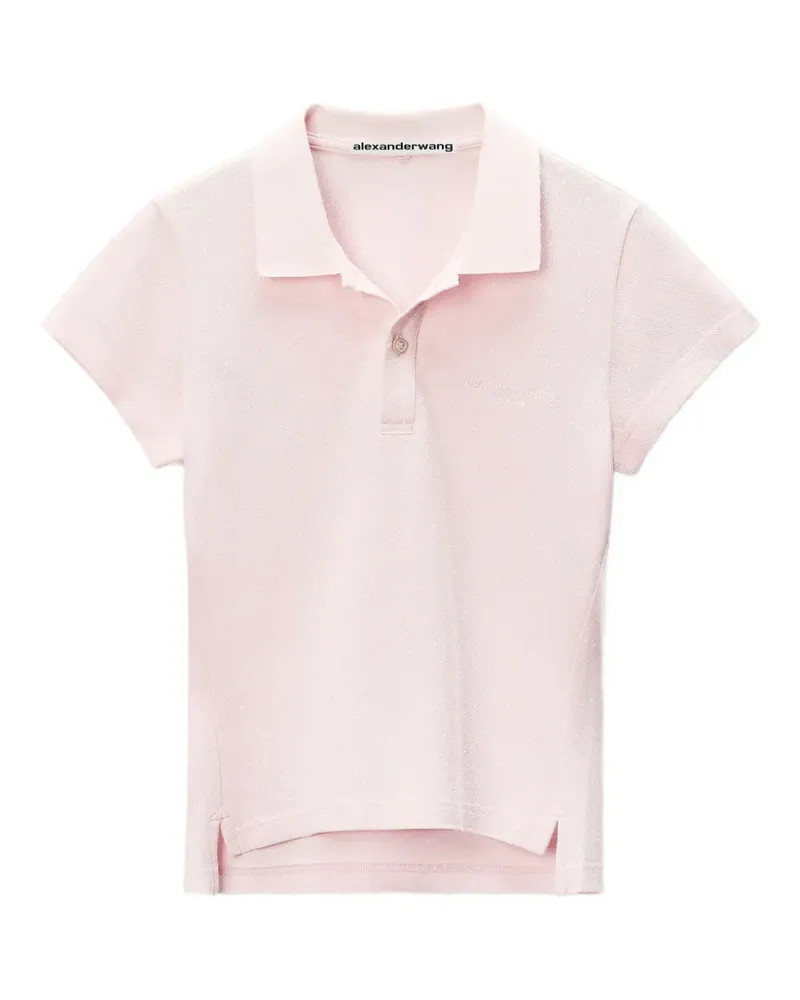 Alexander Wang crystal-embellished slim-fit polo shirt - Rosa Rosa