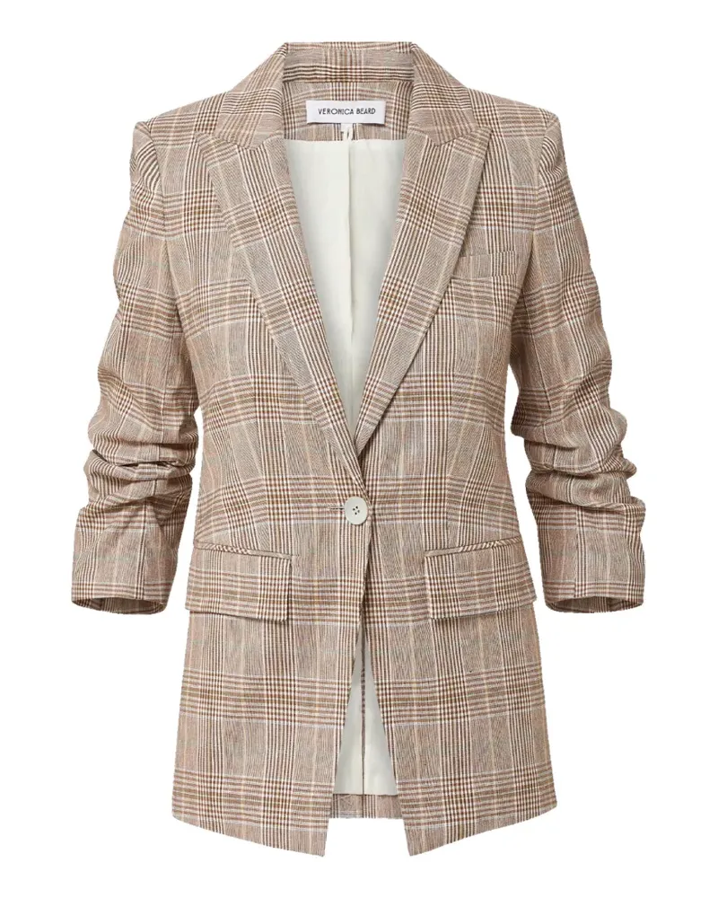 Veronica Beard Clayton single-breasted check-pattern cotton blazer - Nude Nude