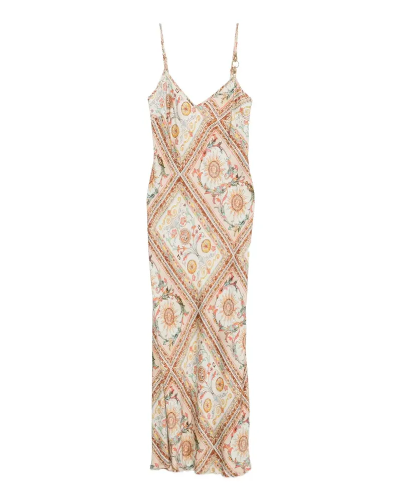 Just Cavalli baroque-print hardware-detail midi dress - Nude Nude
