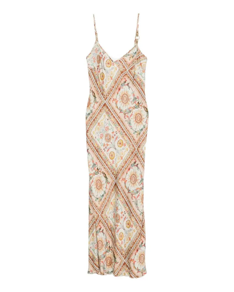 Just Cavalli baroque-print hardware-detail midi dress - Nude Nude