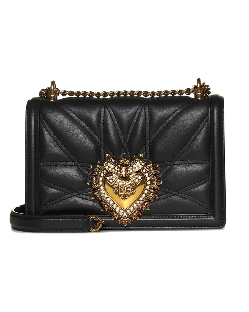 Dolce & Gabbana Gesteppte Schultertasche mit Herzdetail - Schwarz Schwarz