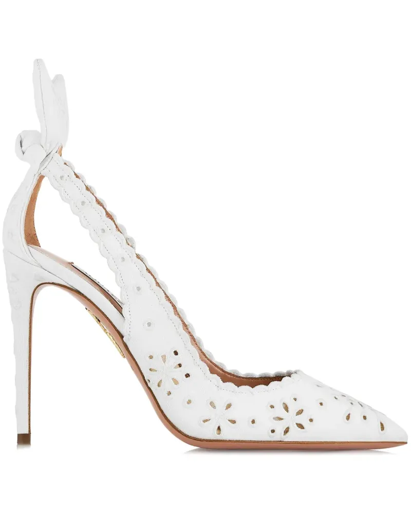 Aquazzura Pumps mit Lochstickerei 105mm - Weiß Weiß