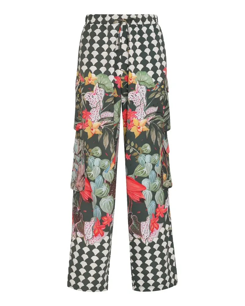 Amir Slama Palazzohose mit Blumenprint - Grün Grün