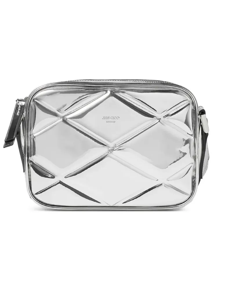 Jimmy Choo Kleine Box Camera Schultertasche mit Steppung - Silber Silber