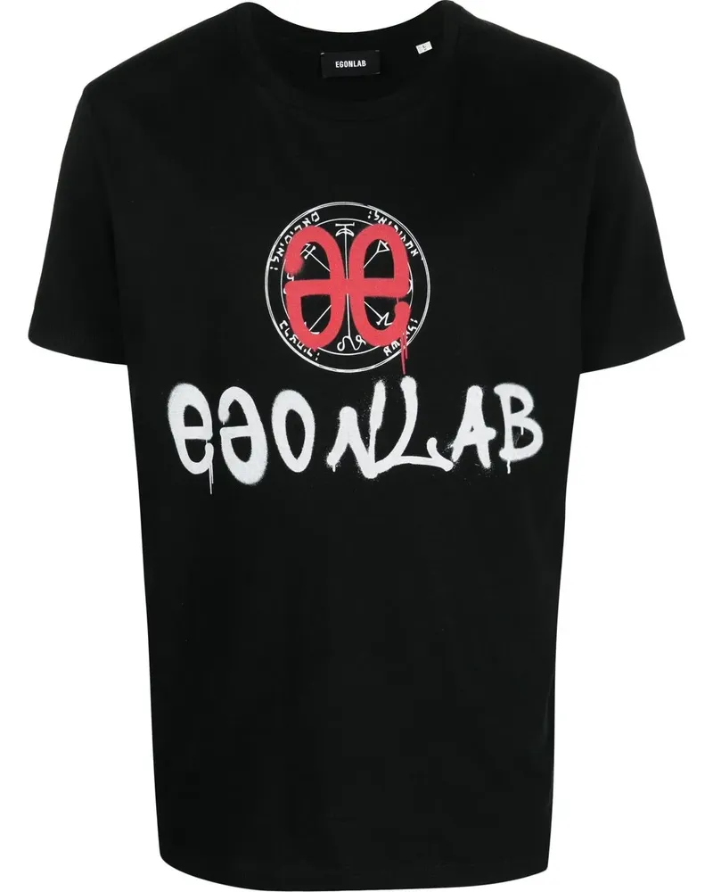 Egonlab T-Shirt mit Logo-Print - Schwarz Schwarz