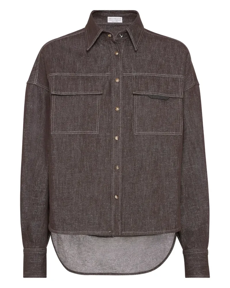 Brunello Cucinelli Hemd mit Kontrastfutter - Braun Braun