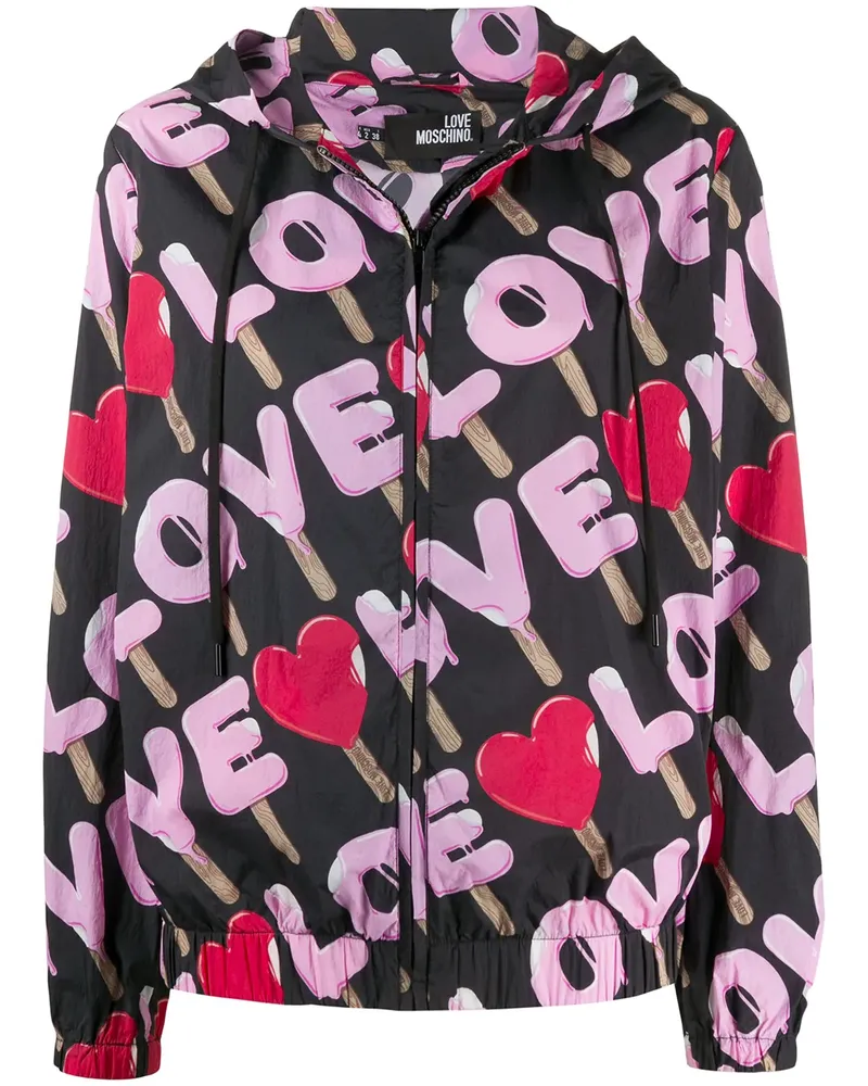 Moschino Jacke mit Print - Schwarz Schwarz