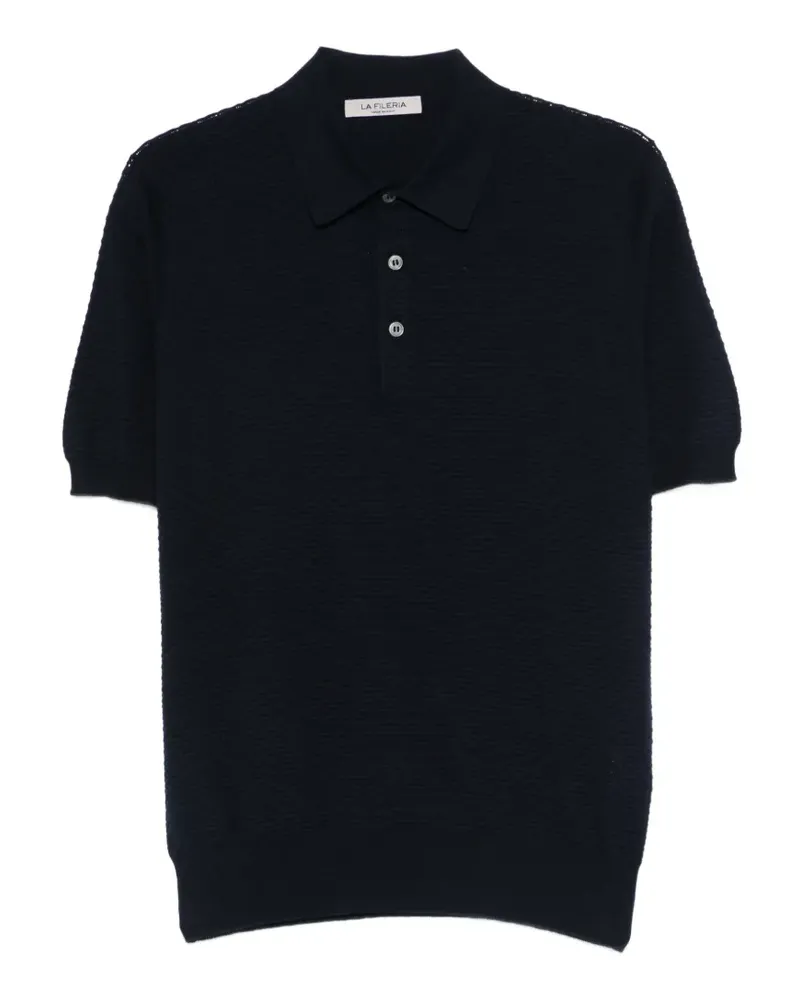 La Fileria textured button polo shirt - Blau Blau