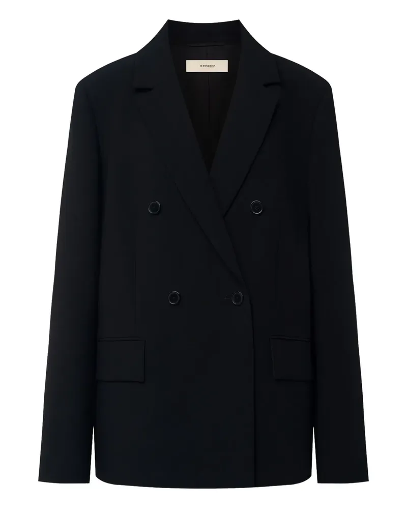 12 STOREEZ Doppelreihiger Blazer - Schwarz Schwarz