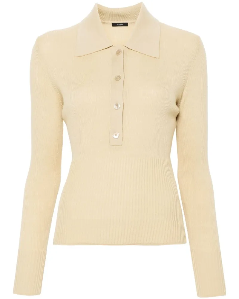Joseph Geripptes Woll-Poloshirt - Nude Nude
