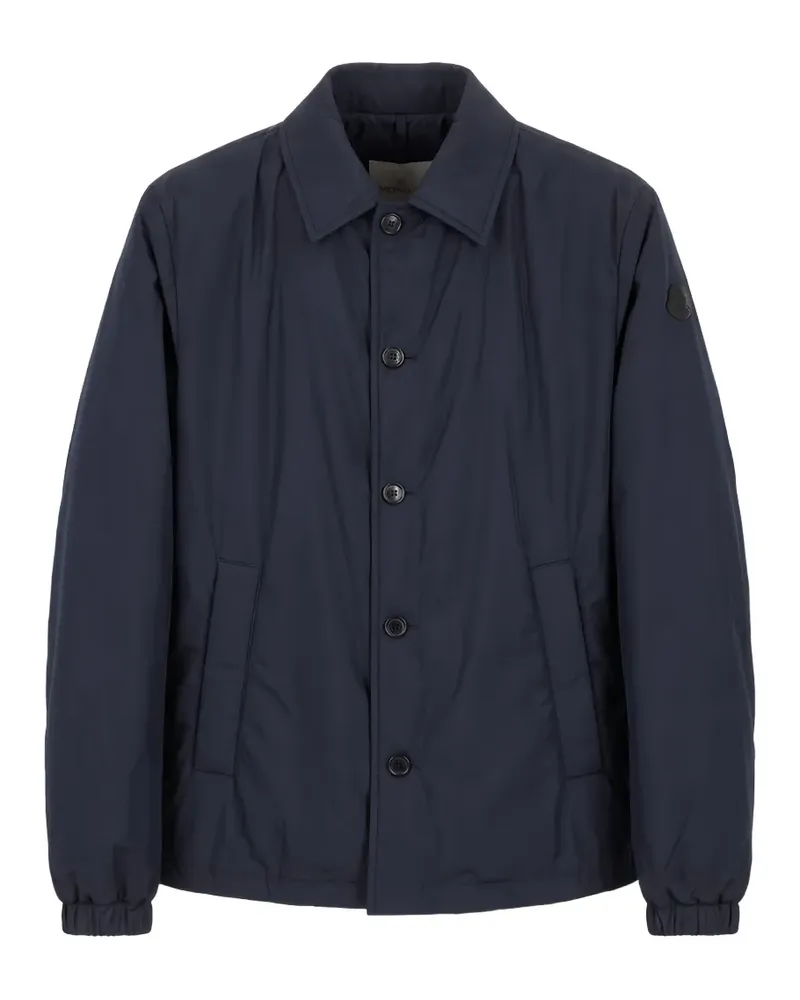 Moncler logo-patch button-up jacket - Blau Blau