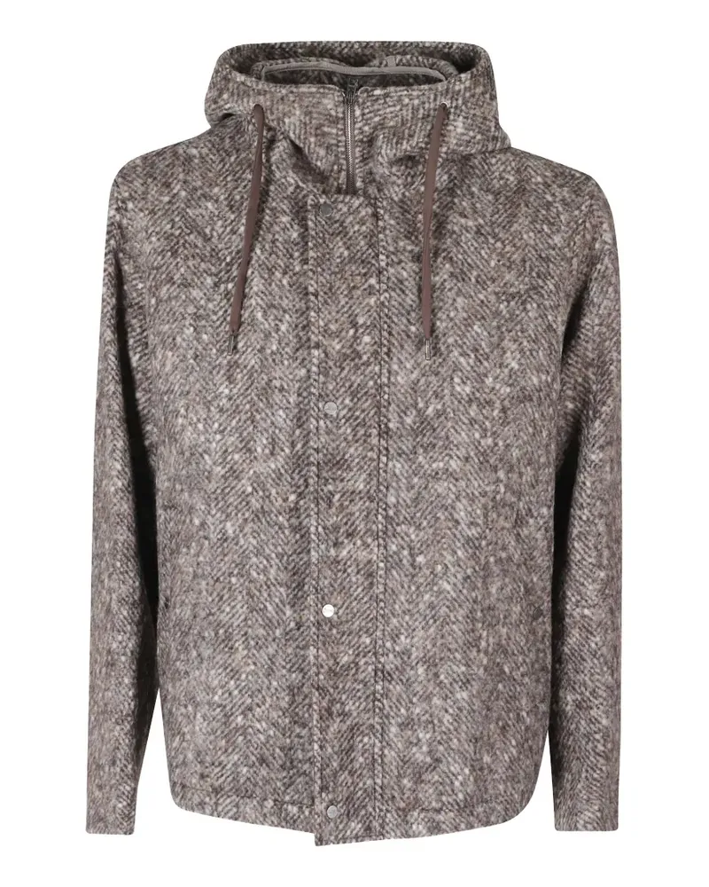 Herno Kapuzenjacke mit Fischgrätenmuster - Braun Braun