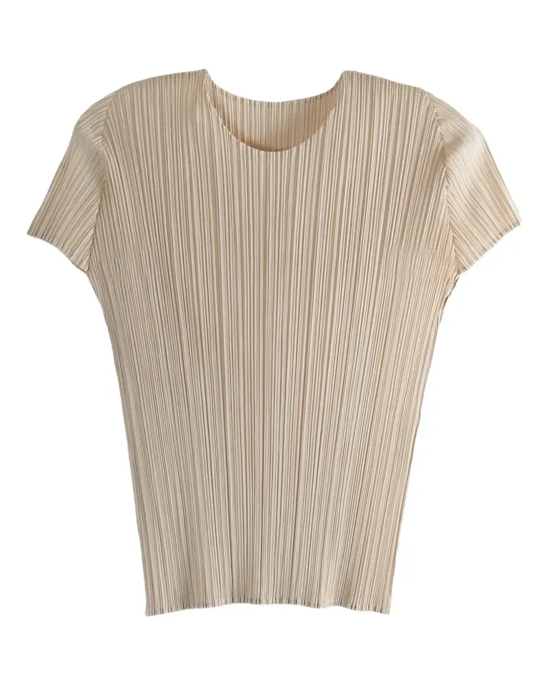 Issey Miyake short-sleeve pleated top - Nude Nude