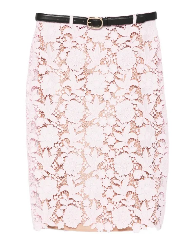 Self-Portrait floral lace midi skirt - Rosa Rosa