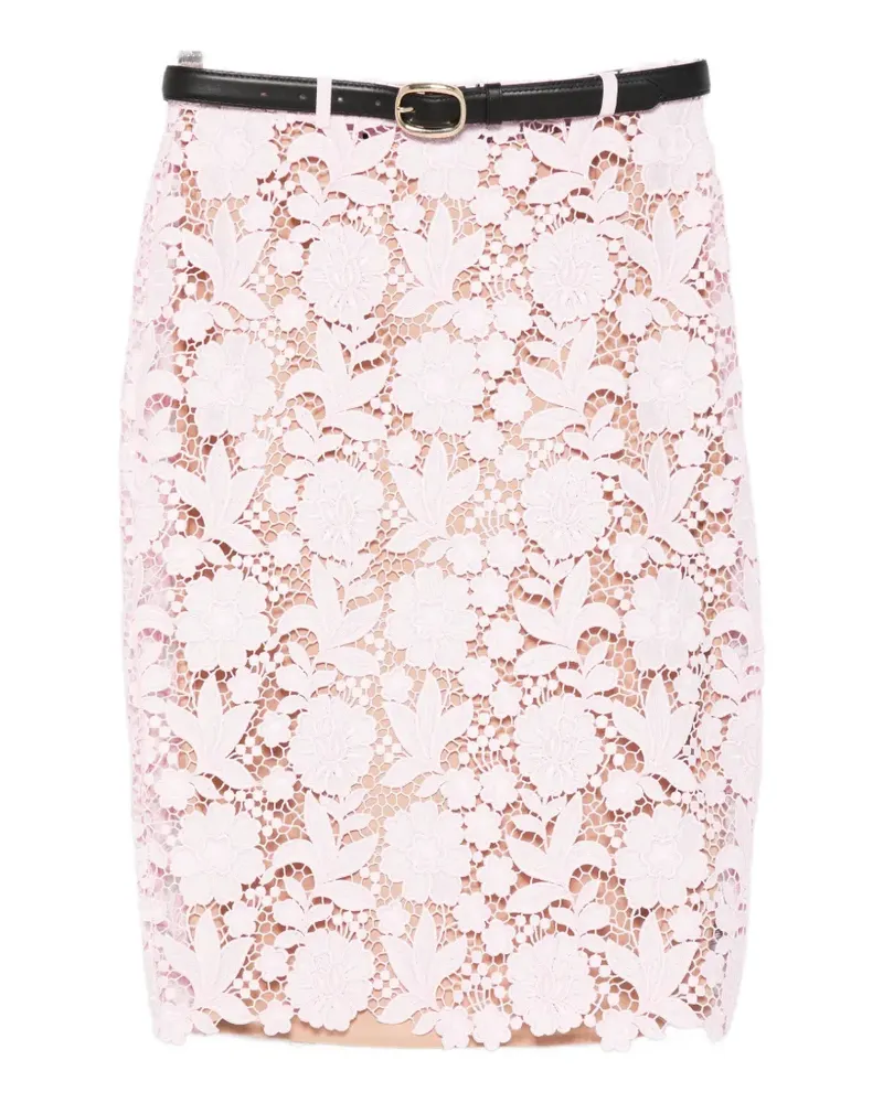 Self-Portrait floral lace midi skirt - Rosa Rosa
