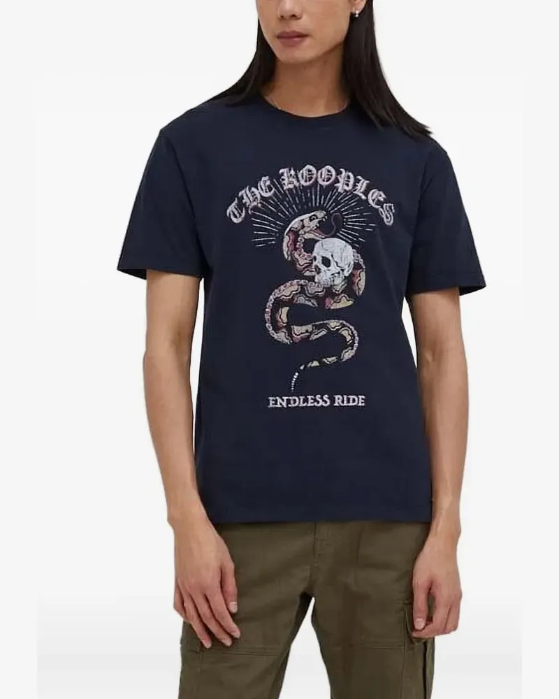 The Kooples T-Shirt mit Schlangen-Totenkopf - Blau Blau