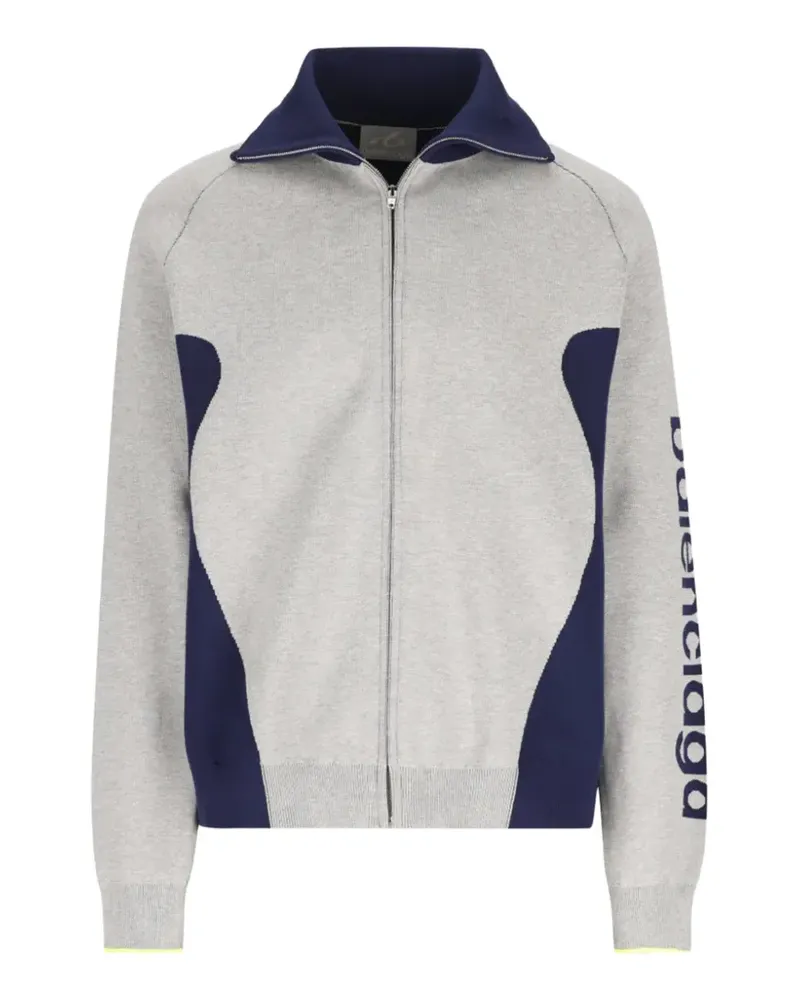 Balenciaga Cardigan mit Reißverschluss in Grau/Marineblau Grau