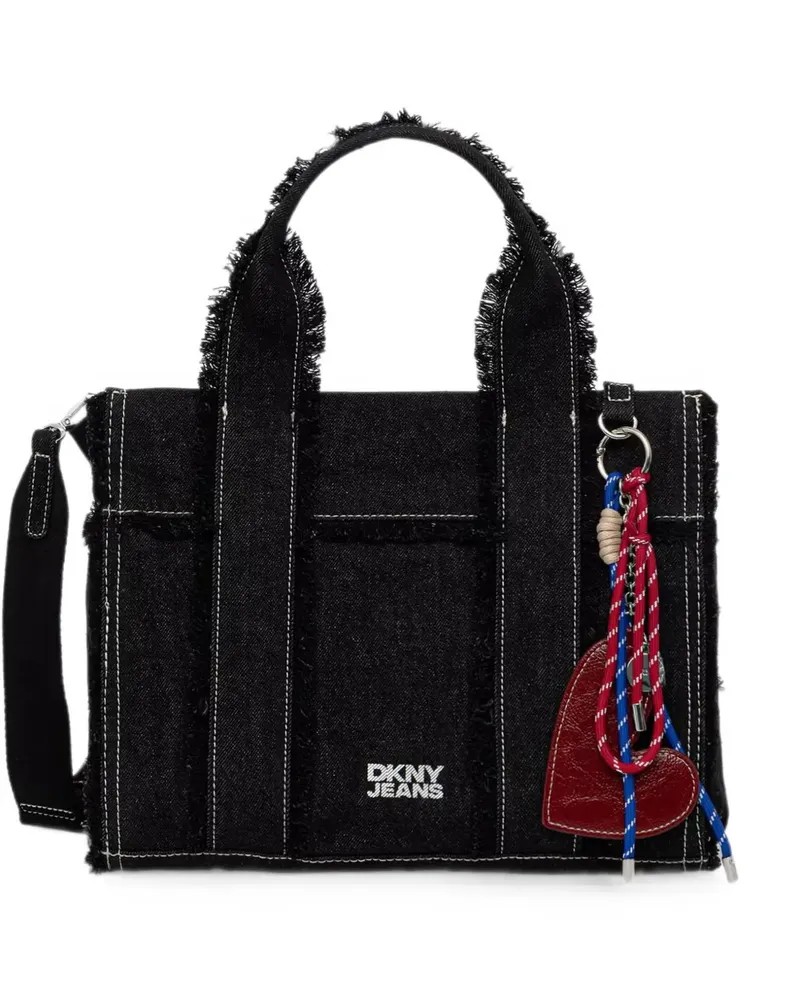 DKNY frayed-edge denim tote bag - Schwarz Schwarz