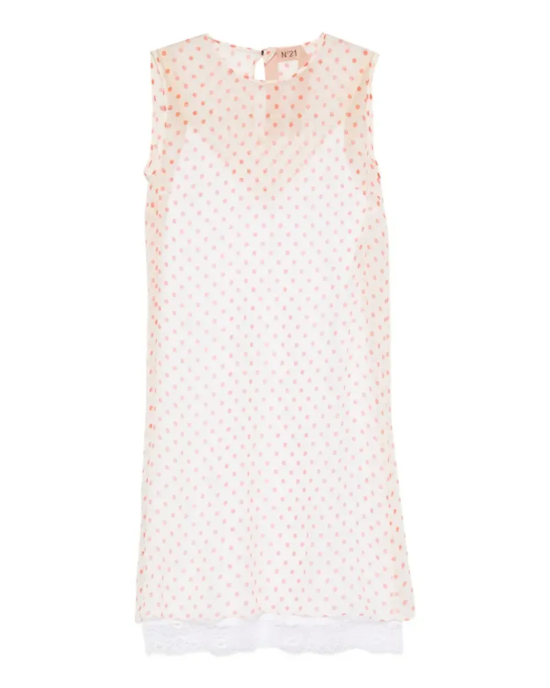 N° 21 polka-dot lace-trim mini dress - Nude Nude