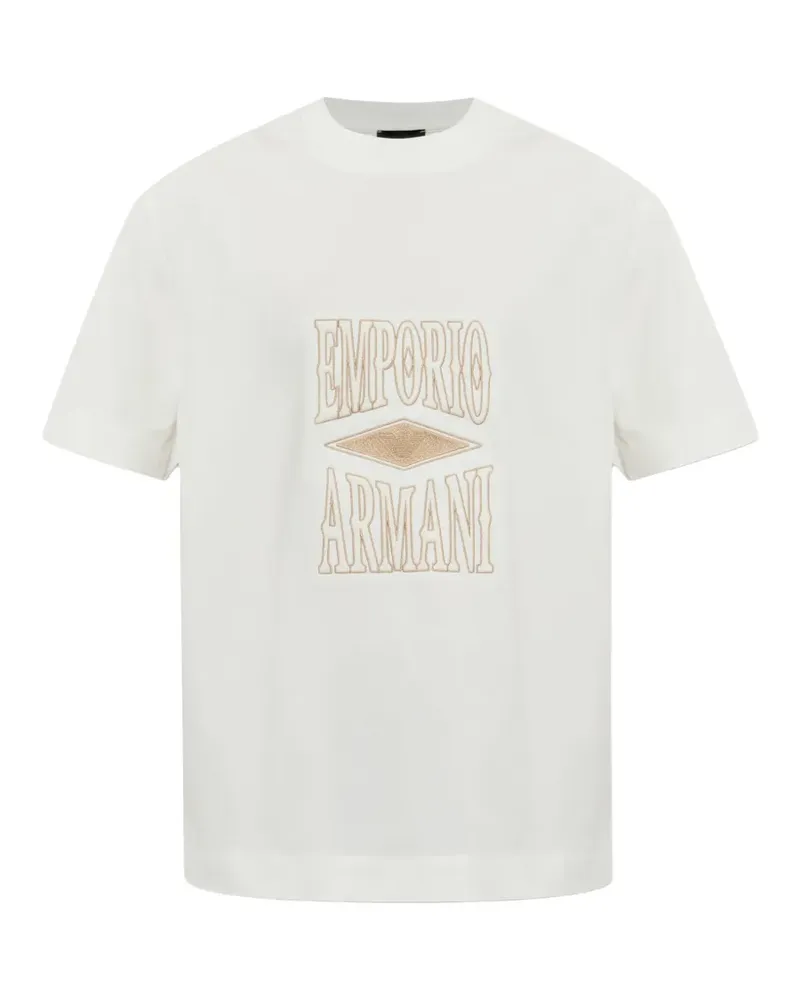 Emporio Armani logo-embroidered t-shirt - Weiß Weiß