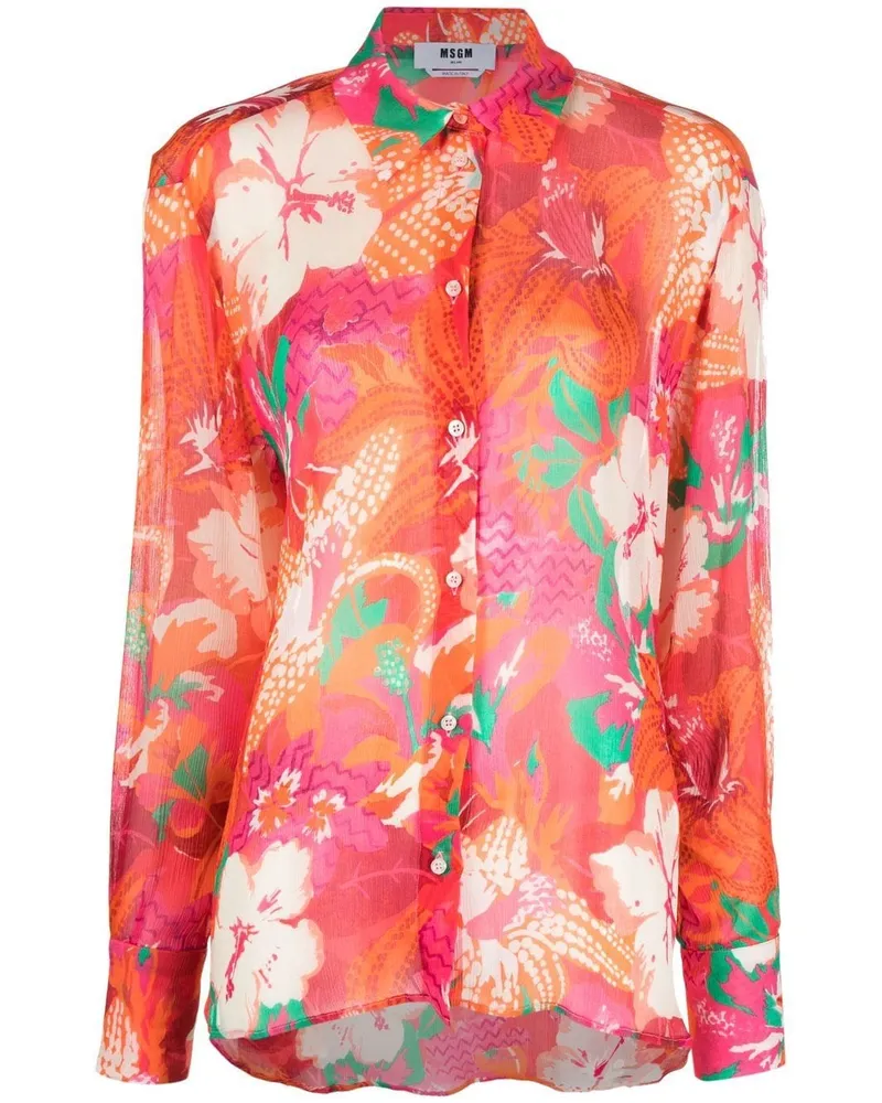 MSGM Hemd mit Print - Orange Orange