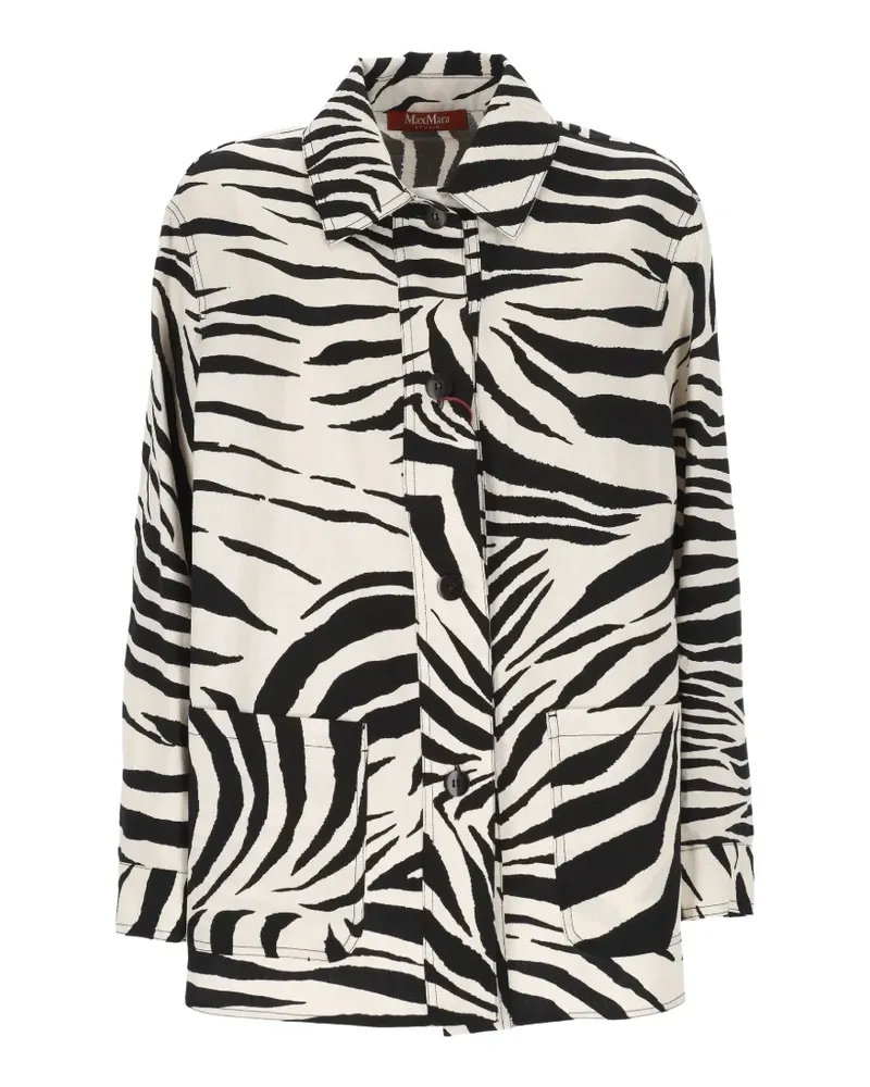 Max Mara Jacke mit Print - Weiß Weiß