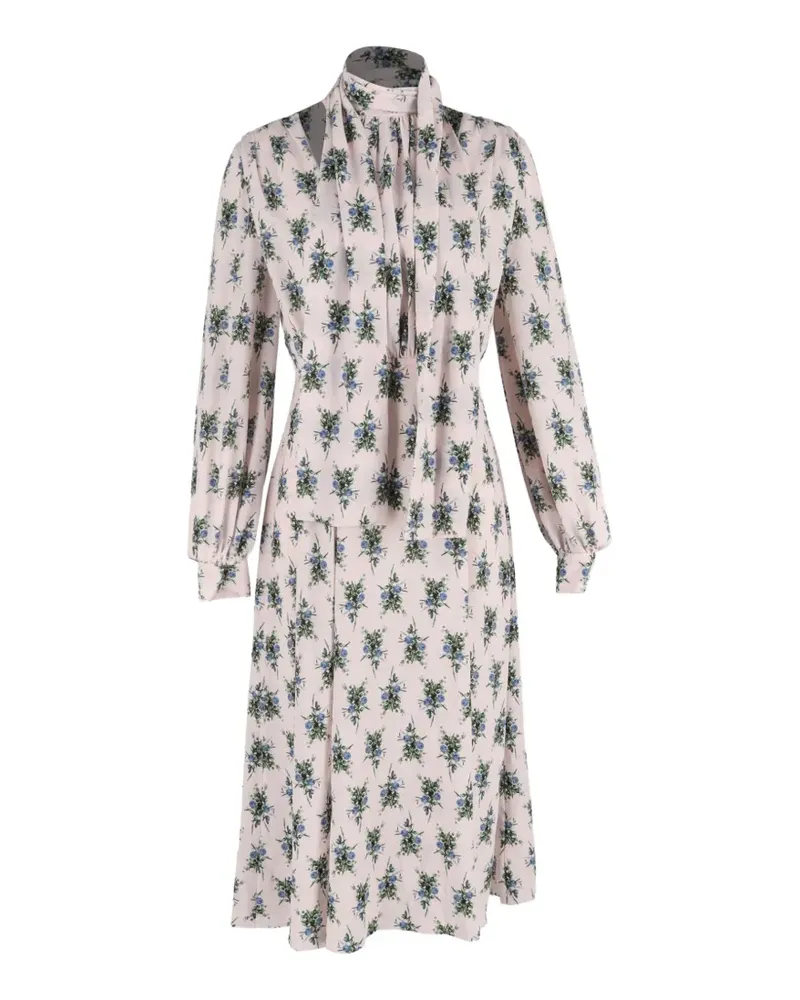 EMILIA WICKSTEAD floral-print long-sleeve midi dress - Nude Nude