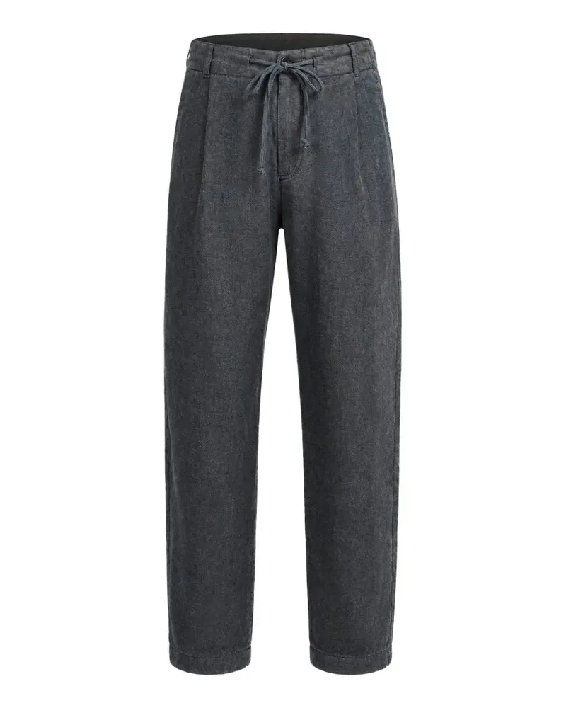 Hannes Roether drawstring-waist linen trousers - Grau Grau