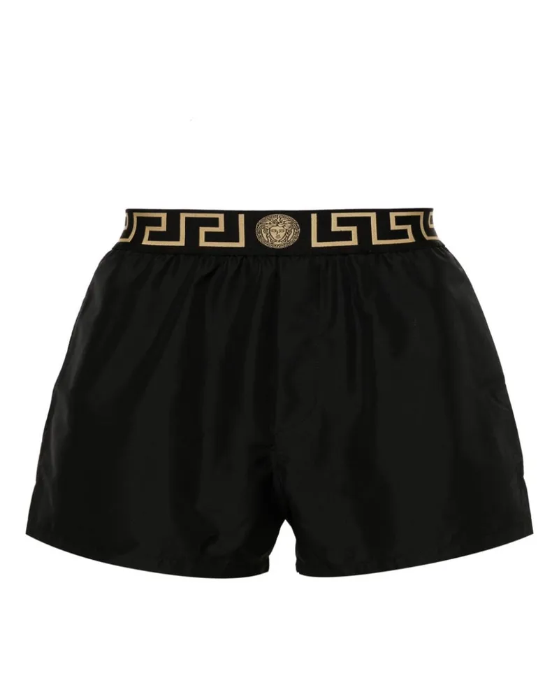 Versace Badeshorts mit Greca-Bund - Schwarz Schwarz