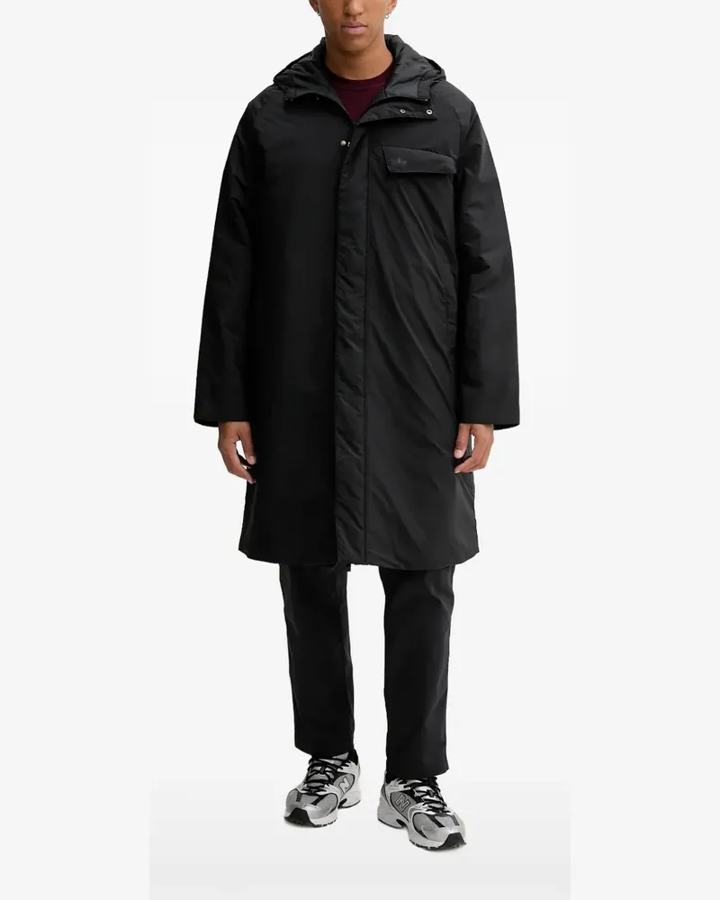 adidas hooded parka coat - Schwarz Schwarz