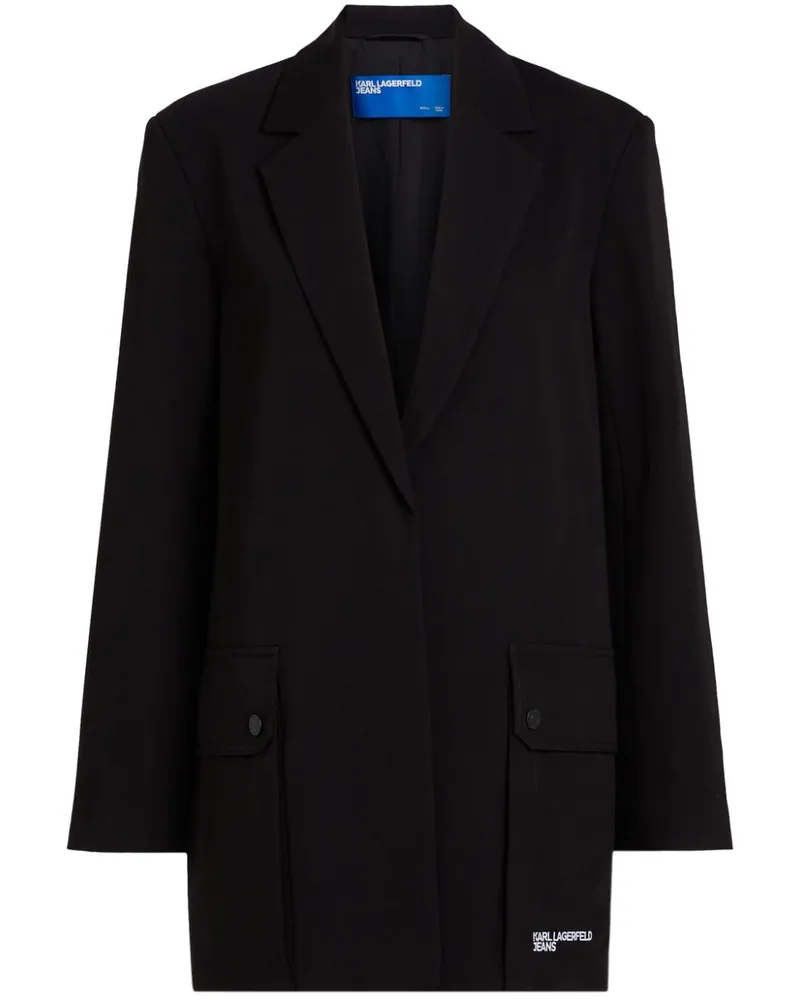 Karl Lagerfeld Einreihiges Sakko mit Logo-Print - Schwarz Schwarz