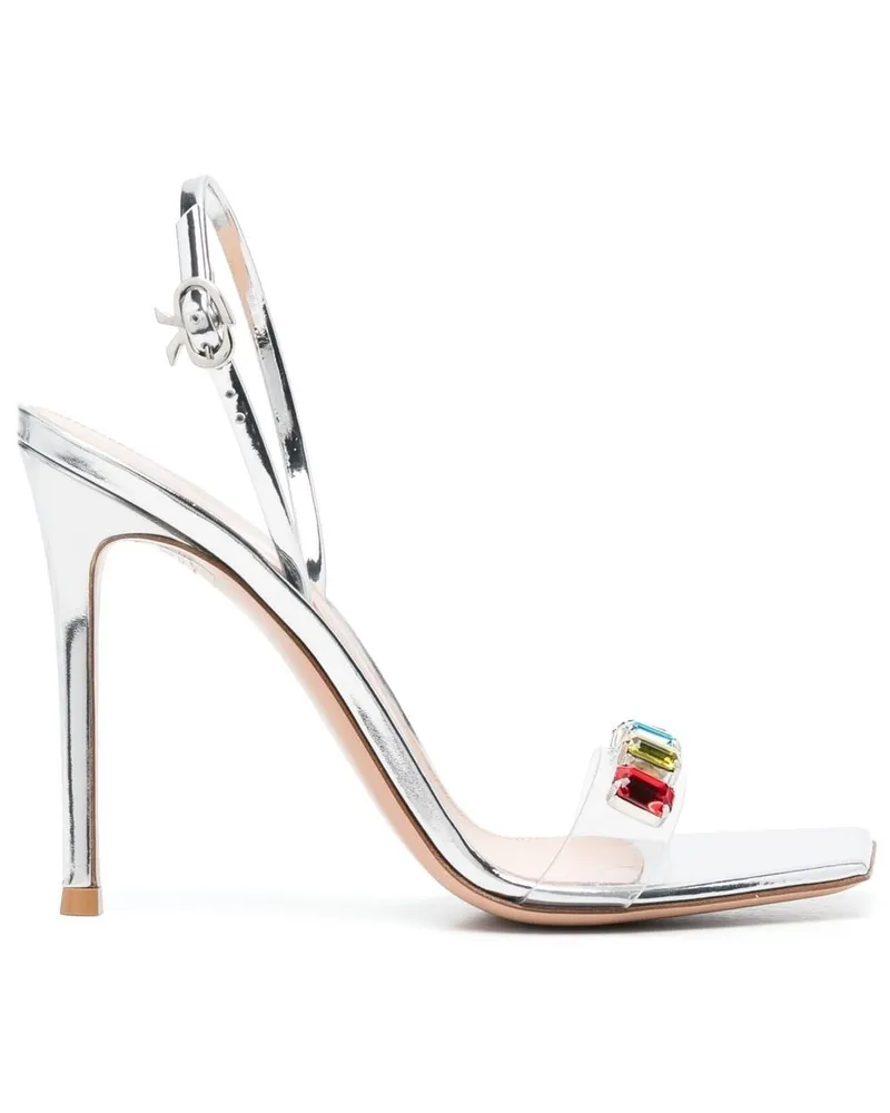 Gianvito Rossi Ribbon Candy Sandalen mit Kristallen 105mm - Silber Silber