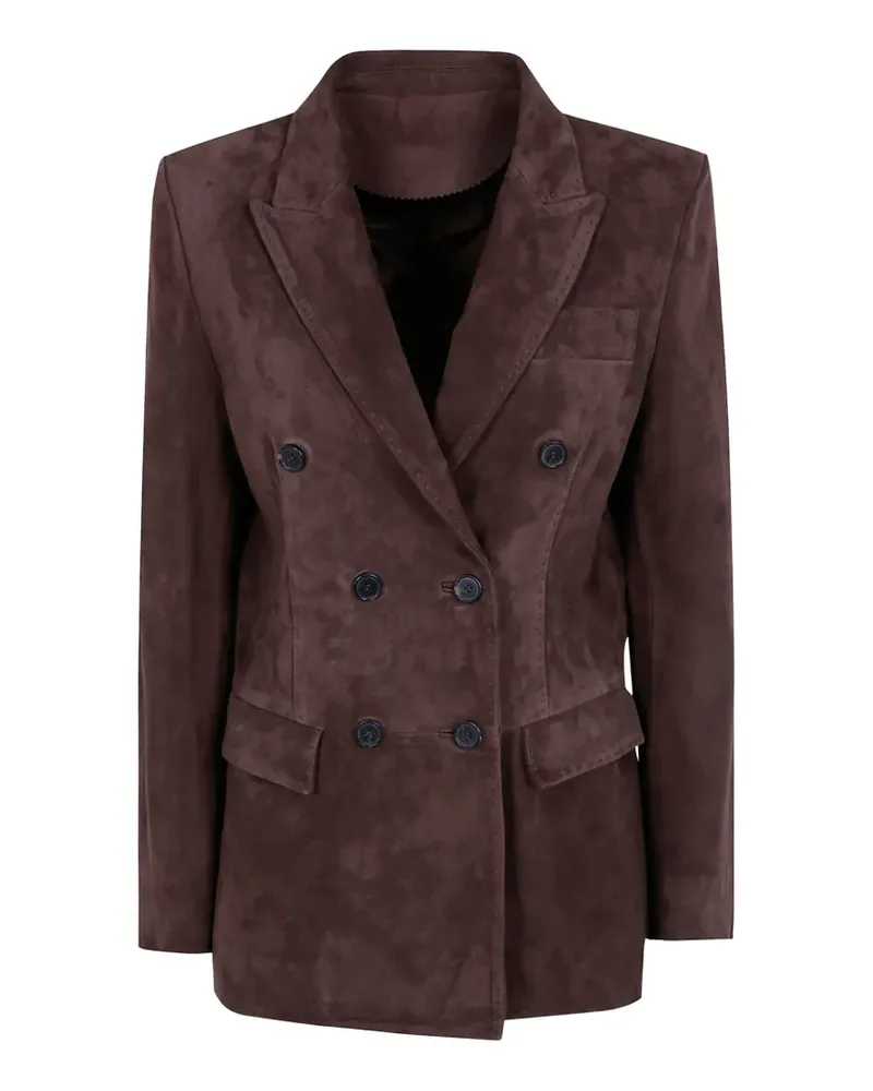 Seventy double-breasted suede jacket - Braun Braun