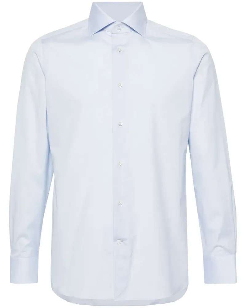 Ermenegildo Zegna Popeline-Hemd mit Spreizkragen - Blau Blau