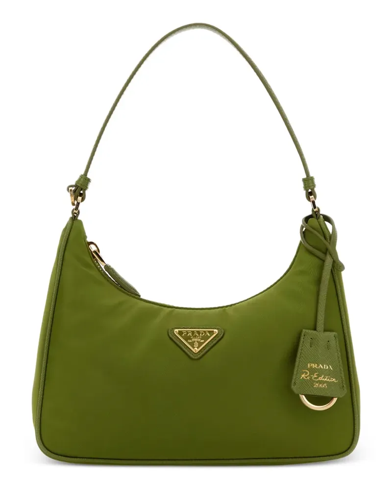 Prada Satchel-Tasche mit Logo-Schild - Grün Grün